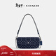 蔻馳（COACH）【禮物】女士經(jīng)典標志丹寧布BROOK翻蓋鏈帶包牛仔斜挎女包 LH/深藍色 混合色