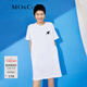 MO&Co.連衣裙鏤空愛(ài)心鑲鉆設計感露背短袖寬松T恤裙白色摩安珂 漂白色 M 165
