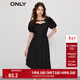 ONLY時(shí)尚短泡泡袖中長(cháng)款雪紡連衣裙女|123107076 H1Z黑色 S (160) 80A