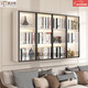 意法格墻上實(shí)木書(shū)柜吊柜壁掛書(shū)架鋼化玻璃門(mén)柜樂(lè )高收納柜模型展示柜 暖白三層四開(kāi)門(mén)-長(cháng)160*總深25.6*高96.5