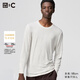 優(yōu)衣庫男裝HEATTECH EXTRA WARM混紡圓領(lǐng)T恤9分袖9%羊絨481441 481441/30淺米色 L