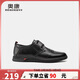 奧康（Aokang）休閑皮鞋系帶舒適軟底百搭駕車(chē)豆豆鞋黑色40碼