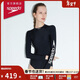 速比濤（Speedo）泳衣女噪點(diǎn)系列修身防曬抗氯溫泉度假長(cháng)袖保暖連體泳衣 黑色 36