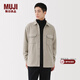 MUJI男式 抓絨 襯衫 男士長(cháng)袖襯衣外套開(kāi)衫男裝25年冬季 AB1PAA5A 灰色 S (165/84A)