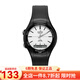 卡西歐(CASIO)手表數字指針雙顯學(xué)生表男表 白盤(pán)黑色橡膠帶AW-90H-7E