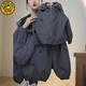 G.duck兒童2025秋季外套韓版新款男女童連帽沖鋒衣兩件套休閑洋氣套裝潮 灰色上衣+褲子 140