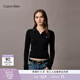Calvin KleinJeans春秋女士?jì)?yōu)雅休閑通勤V領(lǐng)ck修身短款POLO領(lǐng)打底衫針織衫