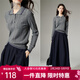 晚白【新品】冬款翻領(lǐng)修身保暖毛衣百搭時(shí)尚休閑套頭針織衫女 灰色 L