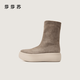 莎莎蘇[小奶糕]25年秋冬款厚底彈力瘦瘦靴美拉德棕休閑時(shí)裝靴ZA65720-40