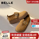 百麗（Belle）堅果拿鐵絨面勃肯鞋女2026春新款商場(chǎng)舒適柔軟復古休閑鞋F3V1DAA6 棕色 37