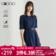 G2000【肌理感】女裝2025春秋商場(chǎng)同款舒適彈性腰帶五分袖連衣裙【G2】 提花-深靛藍A字型36寸 S /34
