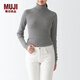 MUJI女式 羅紋可水洗高領(lǐng)毛衣 長(cháng)袖打底針織衫上衣毛衫 BAG01A1A 灰色 M 160/84A
