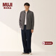 MUJI男式 法蘭絨長(cháng)袖襯衫男士襯衣25年冬季空調衫男裝純棉 深灰色條紋 XL （180/104A）
