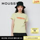 moussy春季女裝新品撞色字母植絨印花短袖T恤女028FSQ90-0220 031淺綠色 均碼