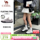 駱駝（CAMEL）開(kāi)學(xué)穿搭好物流光運動(dòng)板鞋女網(wǎng)面透氣芭蕾德訓防滑休閑薄底平底鞋 K25B097006，銀/象牙白，女 37