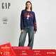 蓋璞（GAP）女裝2025冬季新款logo卡通印花抓絨圓領(lǐng)衛衣上衣美版862633