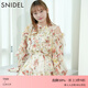 SNIDEL秋冬甜美荷葉邊露肩收腰系帶印花連衣裙SWFO244271 花朵圖案 S （0）
