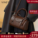 viney牛皮包包女包輕奢斜挎包品牌手提包生日新年禮物送女友老婆 【棕色】高檔實(shí)用單肩包 時(shí)尚百搭休閑洋氣小眾波士頓包