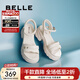 百麗（Belle）厚底增高涼鞋女商場(chǎng)同款真皮質(zhì)感涼鞋D7Z2DBL5 米白 35 (225mm)