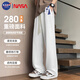NASA GISS 休閑褲男寬松垂感保暖直筒褲休閑運動(dòng)闊腿長(cháng)褲子男裝 白色 XL