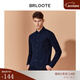 Brloote/巴魯特男士長(cháng)袖襯衫 修身商務(wù)微彈時(shí)尚襯衫冬裝襯衣 藏青 170/92A