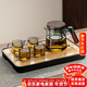 憶壺茶（YIHUTEA）整套茶具泡茶壺套裝玻璃茶杯茶水分離煮茶器辦公室懶人杯子帶茶盤(pán) 【升級6件套】黑 壺+4杯+茶盤(pán) 6件