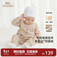 英氏（YEEHOO）嬰兒衣服秋冬雙面絨保暖男童女童連體衣爬服寶寶衣服 淺柔杏【襟蛤款】 90cm （推薦1-2歲）