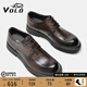 VOLO犀?！局芸掠钔睢可虅?wù)皮鞋男士真皮正裝鞋厚底增高透氣大頭鞋 深咖啡 41
