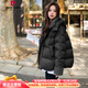 皮爾卡丹美拉德羽絨棉服女冬季2025新款寬松羊羔毛領(lǐng)棉衣棉襖加厚外套 黑色 M 建議90-110斤