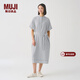 MUJI MUJI IDEE 女式 強捻短袖襯衫連衣裙女裝裙子夏季連身裙GAD12C4S 藍灰色 M (155/80A)