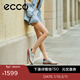 愛(ài)步（ECCO）板鞋女 26年新款早春時(shí)尚百搭牛皮輕盈德訓休閑鞋 柔酷11號235803 水泥灰/銀色/黑色23580361575 38 （尺碼偏大，建議拍小一碼）