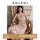 致知ZHIZHI 并蒂蓮 郁金香印花雪紡連衣裙女2025夏季新款假日長(cháng)裙 茱萸粉 XS