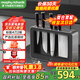 摩飛電器（Morphyrichards）刀具消毒一體機刀具套裝消毒刀架砧板消毒烘干機家用菜刀廚師刀水果刀切菜刀廚具六件套 MR1006 【鋼化玻璃+不銹鋼邊框】四刀兩板
