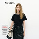 MO&Co.短袖T恤春棉質(zhì)手工釘鉆露背捏褶圓領(lǐng)白色MBE1TEET04 黑色 S /160