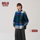 MUJI女式法蘭絨襯衫領(lǐng)寬版長(cháng)袖襯衫女士格子襯衣外套25年冬季女裝 綠色格紋 M （160/84A）