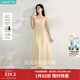 茵曼（INMAN）章若楠同款歐若風(fēng)法式吊帶連衣裙2026夏季新品女裝淡鵝黃色裙子 淺黃色 (方領(lǐng)) S