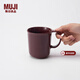 MUJI炻瓷 馬克杯 水杯杯子 桌面 帶把手 咖啡杯 家用  暗紅色 L 490ml