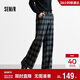 森馬（Semir）休閑褲女冬格子加絨長(cháng)褲寬松2025鹽系復古潮流闊腿褲109725127005