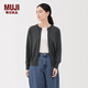 MUJI 女式羊毛可水洗高針距圓領(lǐng)開(kāi)衫 毛衣針織衫女裝上衣外套冬季 深灰色 M （160/84A）