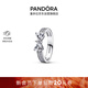 潘多拉（PANDORA）[新年禮物]恒耀白蝴蝶戒指銀色密鑲雙環(huán)設計精致生日禮物送女友