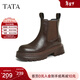 他她（TATA）厚底英倫切爾西靴女靴子煙筒靴短靴冬季新款鞋子CYQ01DD4 棕紅 38