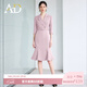 AD洋氣粉色西裝連衣裙女人味包臀魚(yú)尾裙春夏七分袖職業(yè)裝工裝 淡粉色連衣裙 S