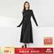 尚都比拉秋冬復古氣質(zhì)女神范打底針織連衣裙中長(cháng)款顯瘦a字裙 黑色 M 