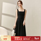 尚都比拉法式連衣裙中長(cháng)款女裝新款2024年夏天黑色休閑吊帶裙氣質(zhì)修身裙子 黑色 M