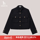 哈吉斯（HAZZYS）女裝 春秋款女士羊毛襯衫式短款夾克女ASVSU0BCU90 黑色BK L (165/88A 40)