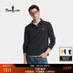 比音勒芬【小領(lǐng)T】春秋款男女款休閑商務(wù)通勤上衣長(cháng)袖翻領(lǐng)POLO衫不易變形 07曜石黑-男 L （105）