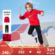 NIKE3BRAND 耐克男女童紅色拜年服衛衣+長(cháng)褲2件套兒童加絨保暖套裝