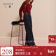三彩2025冬季新款磨毛牛仔褲休閑直筒褲九分褲簡(jiǎn)約顯瘦M 深海藍 XL 170/76A 170/76A