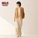 MUJI女式 木棉混燈芯絨 抽褶寬版褲褲子女款女裝25年冬季BE1XPA5A 象牙色 M （160/66A）
