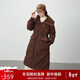 艾萊依羽絨服女仿羊羔毛領(lǐng)拼接長(cháng)款時(shí)尚加厚過(guò)膝新年外套冬 蜜茶棕155